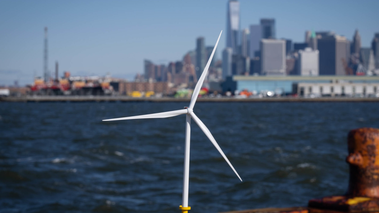 Wind turbine model at South Brooklyn Marine Terminal